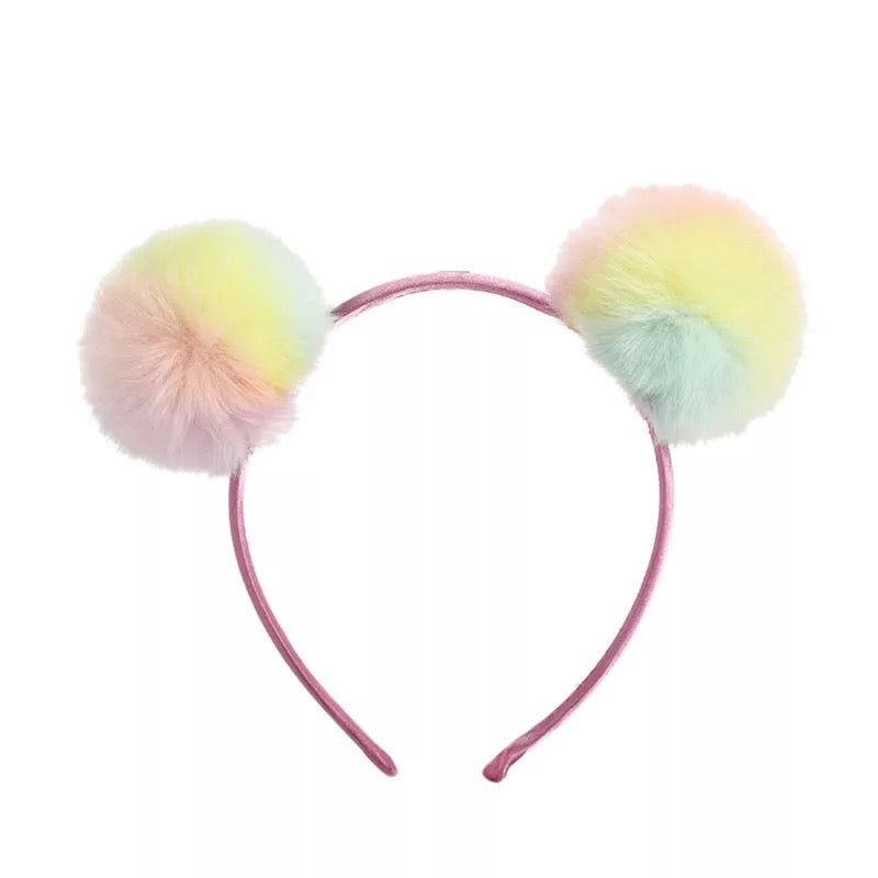 Pompom Headband Rainbow