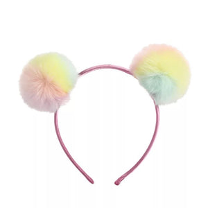 Pompom Headband Rainbow